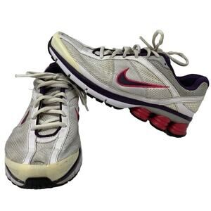 Nike Shox Turmoil 2 Running Shoes Womens 9 White Pink Low Top Runner 375434-151